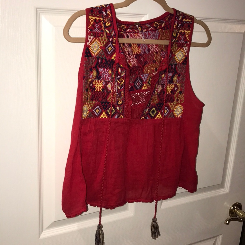 Red Free People patterned tank top